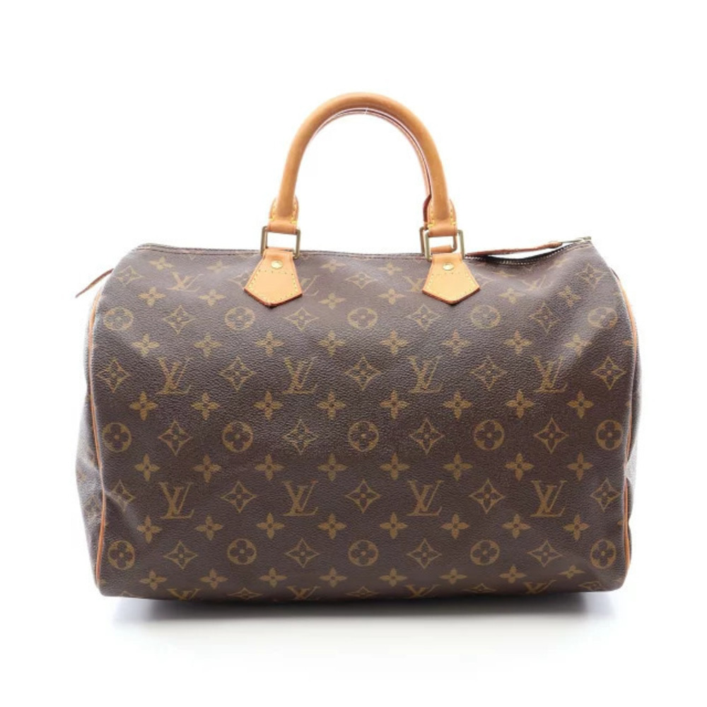 Louis Vuitton Speedy Handbag Canvas Leather Monogram Brown